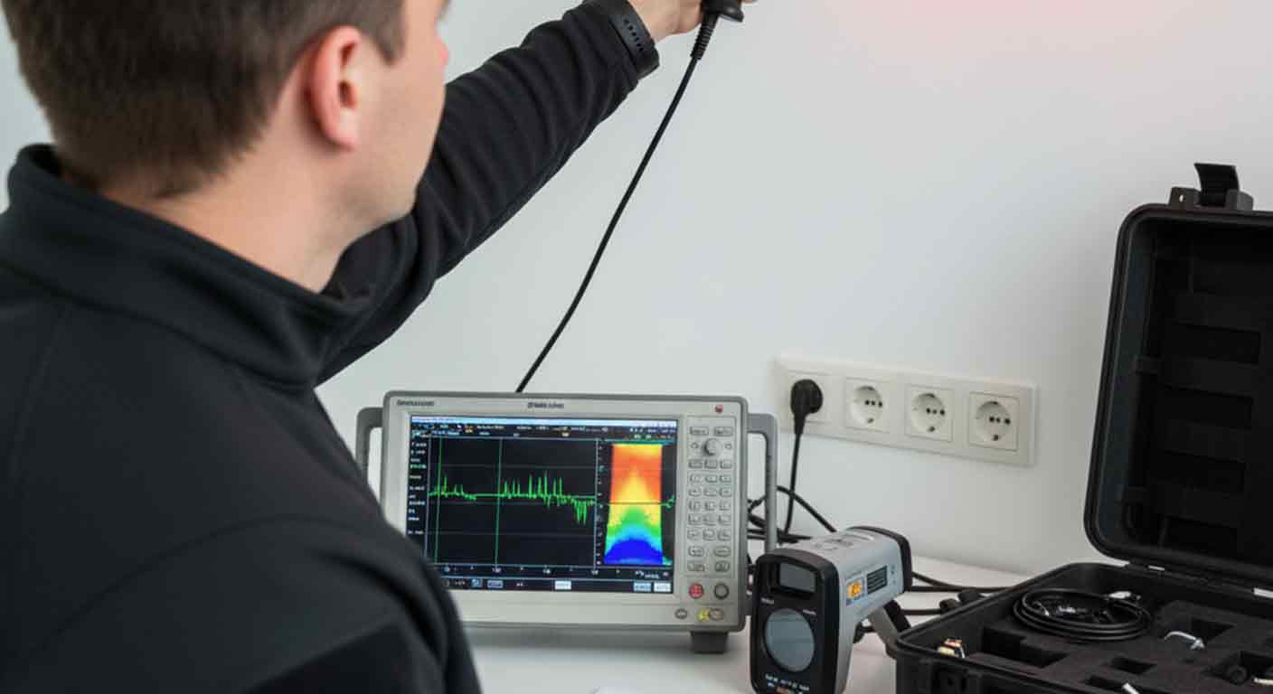 Bug sweep detection process with TSCM specialist and equipment