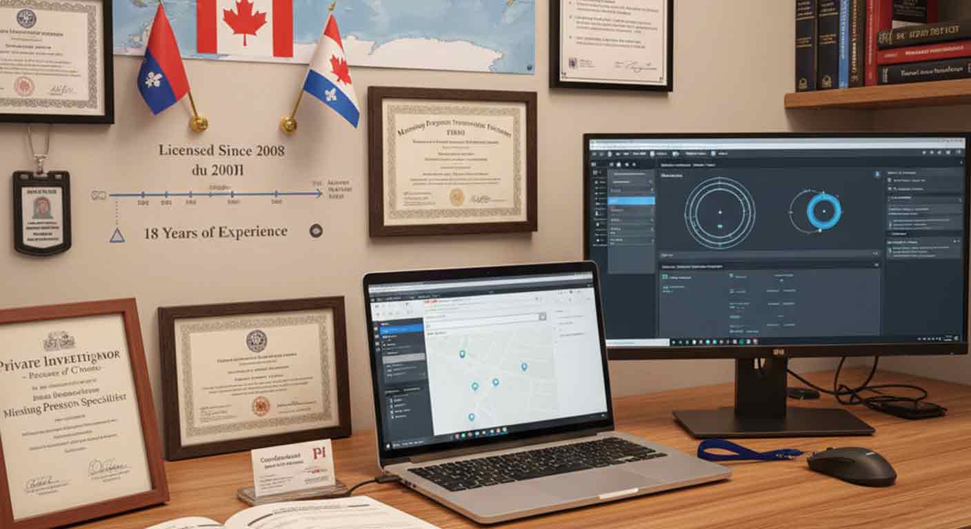 Licensed missing person investigator with professional credentials and resources