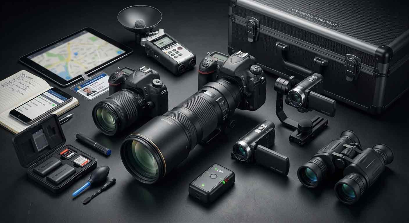 Professional surveillance investigator with equipment in Toronto